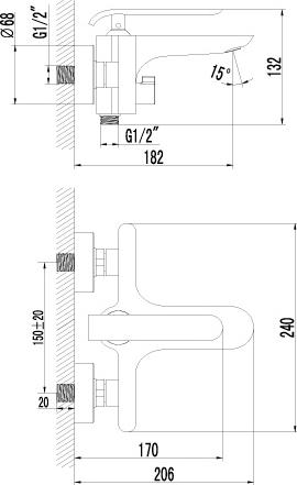 Смеситель Lemark Melange LM4914CW для ванны с душем