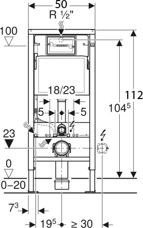 Инсталляция для подвесного унитаза Geberit Duofix Delta 458.163.21.1 с кнопкой смыва хром