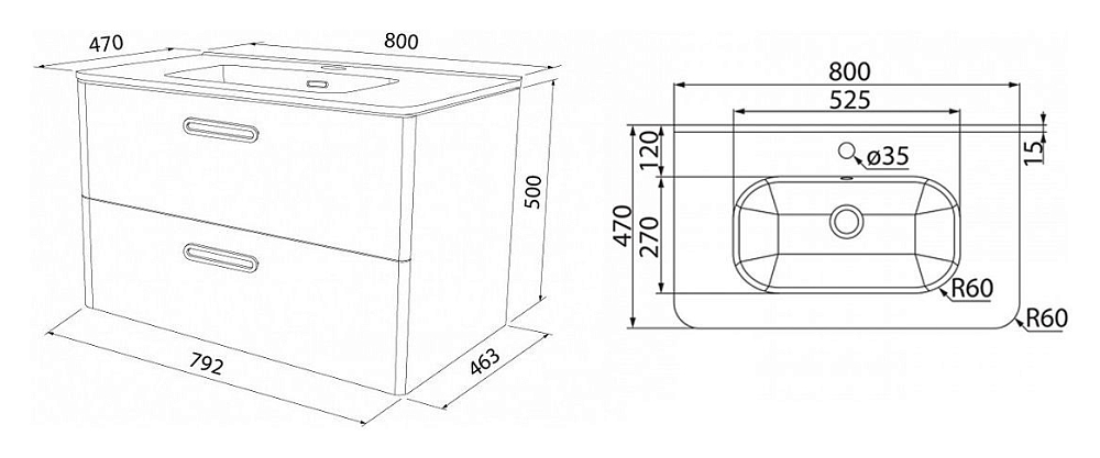 Тумба с раковиной Iddis Brick BRI80W0i95K