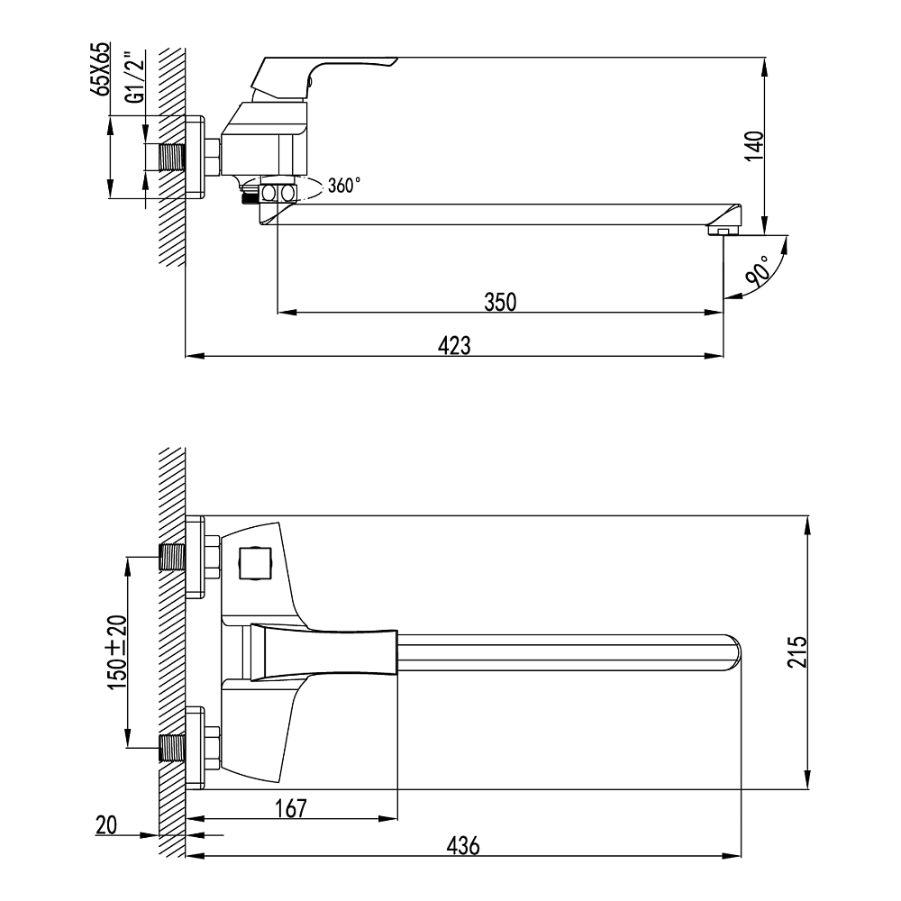 Смеситель для ванны Lemark Unit LM4517C хром