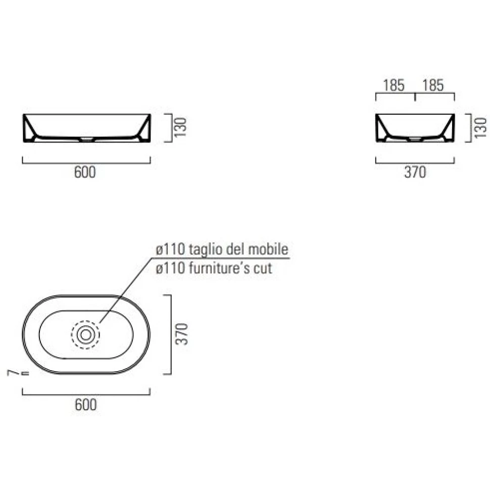 Раковина накладная GSI Kube X 60x37 945805 бежевый матовый