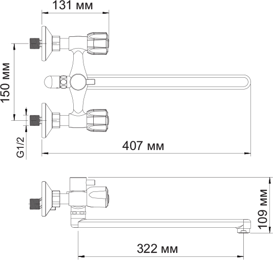 Смеситель Wasserkraft Amper 2902L для ванны