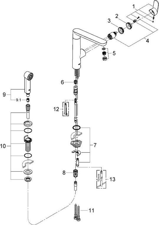 Смеситель для кухонной мойки Grohe K7 32179DC0 суперсталь