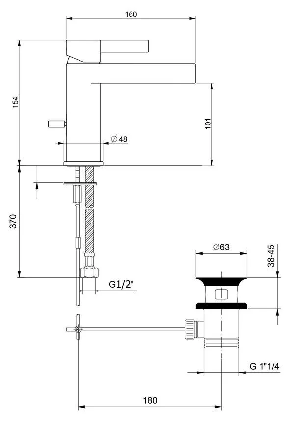 Смеситель для раковины Webert DoReMi DR830102345 серый