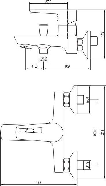 Смеситель Aquanet Logic 216764 для ванны с душем