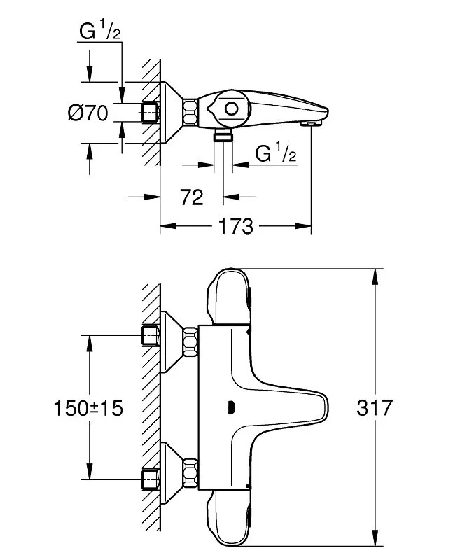 Смеситель для ванны и душа Grohe Grohtherm 1000 34816003 термостат, хром