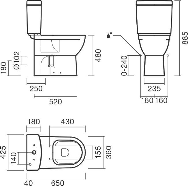 Чаша для унитаза-компакта Sanitana Mobil H8247160000231, белый