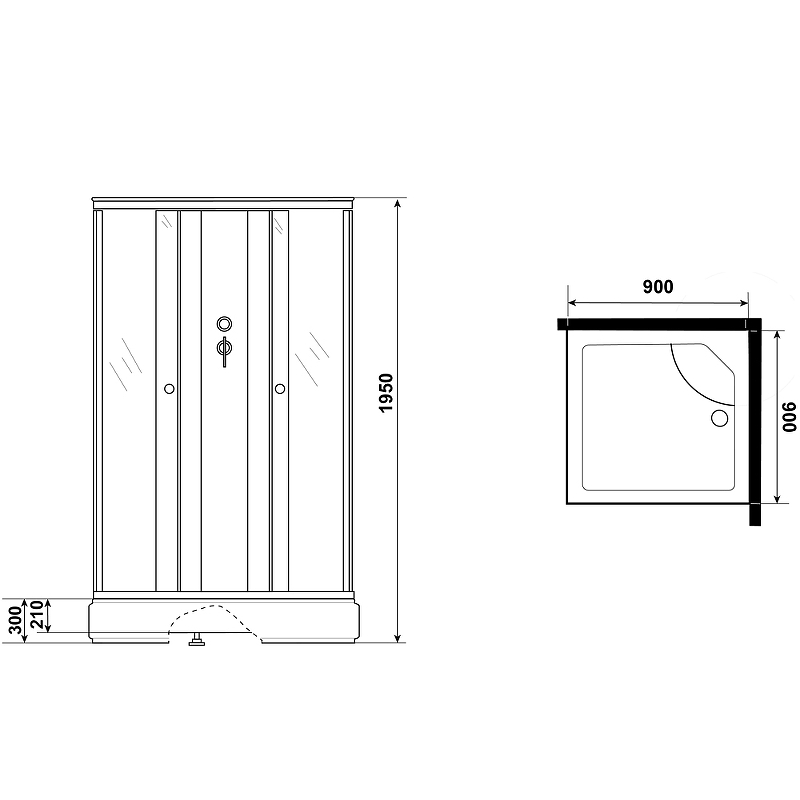 Душевая кабина Niagara Eco 90x90 E90/26Q/TN/BK без гидромассажа