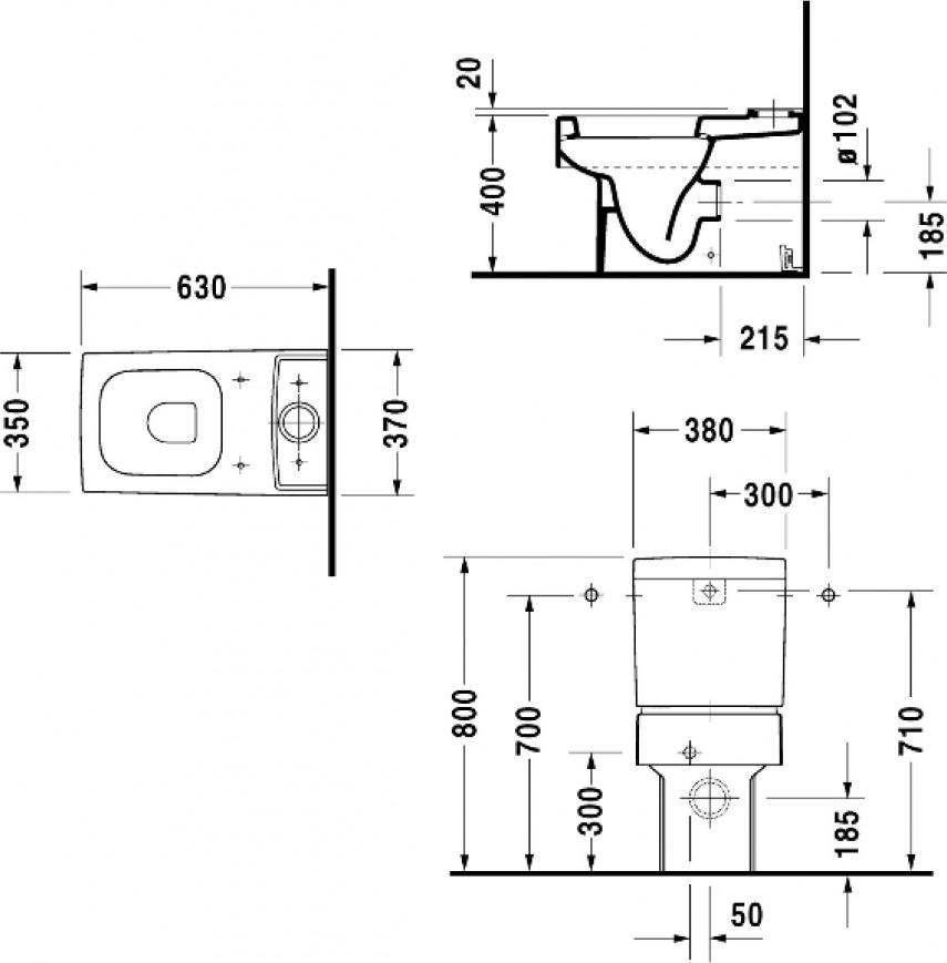 Напольный унитаз Duravit Vero 2116090000 с бачком 0909100005