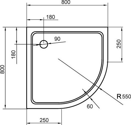 Поддон для душа Cezares Tray R550 80