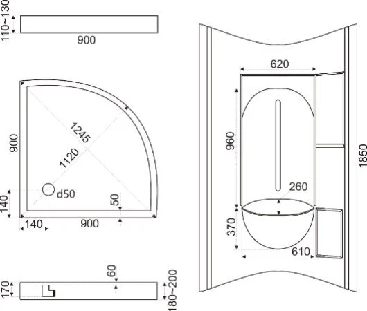 Душевая кабина Bas Плуто BasPluto90-gm-1leika