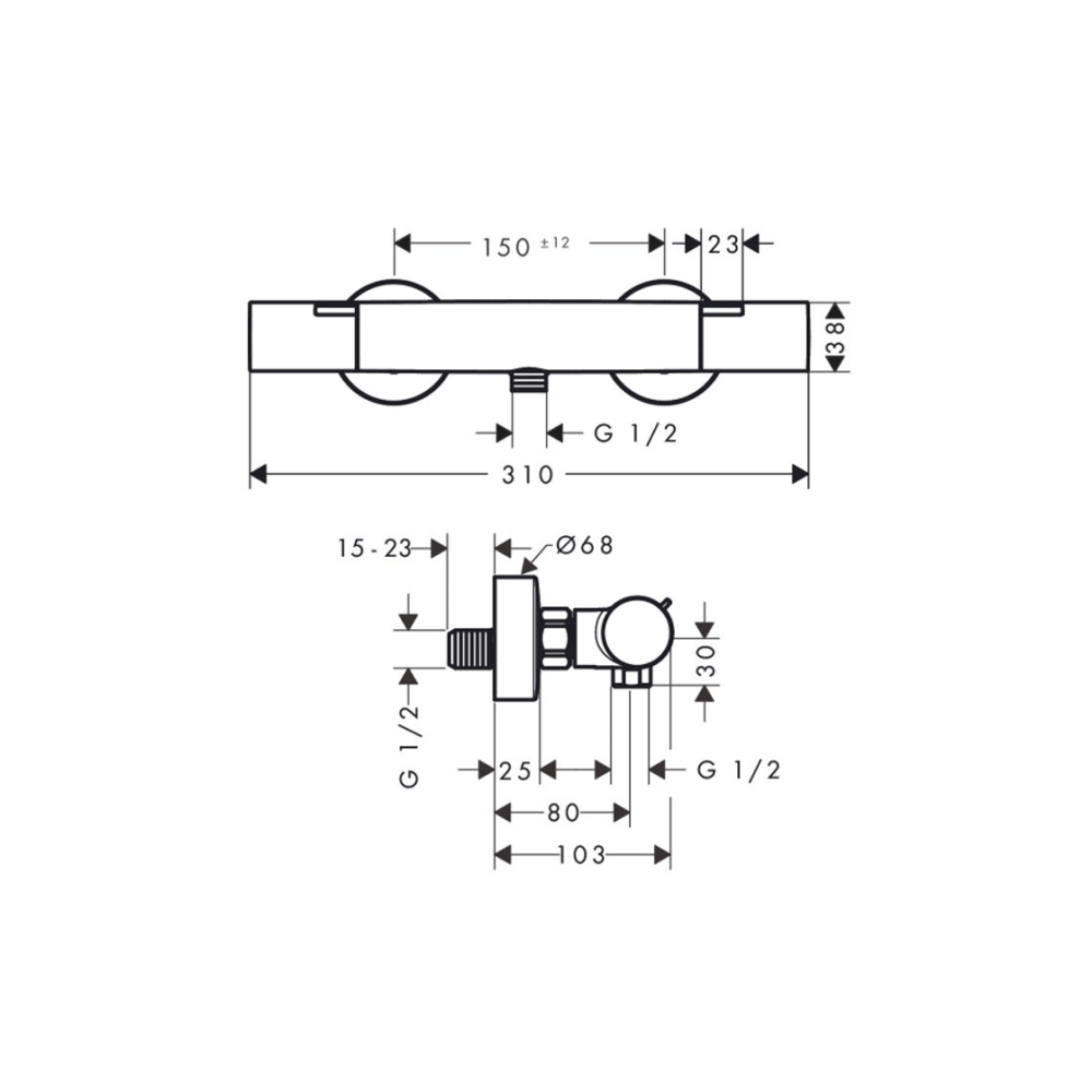 Термостат для душа Hansgrohe Ecostat 13324670 черный матовый