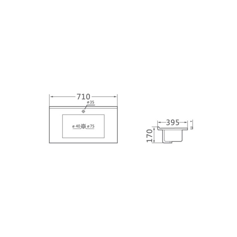 Раковина Vincea VBS-13970S1 71 см, белый