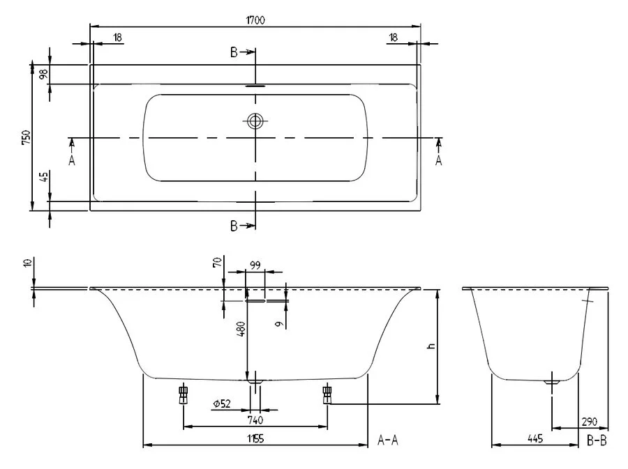 Акриловая ванна Villeroy & Boch Subway 3.0 UBQ170SBW2DV-01 белый