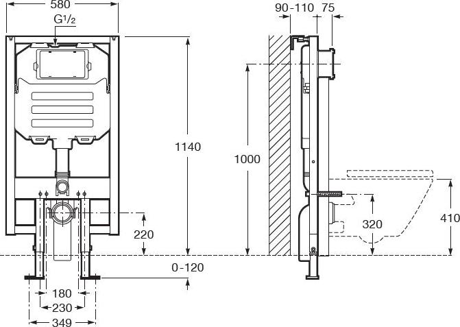 Инсталляция Roca DUPLO WC COMPACT 890080020 для подвесного унитаза