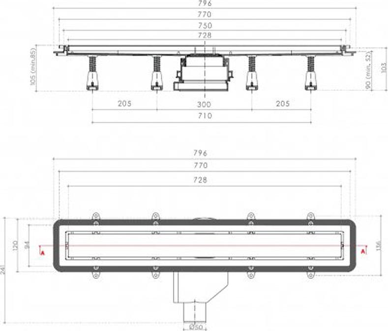 Душевой лоток Pestan Confluo Premium Line 750 White Glass Gold 13100123, белый/золото