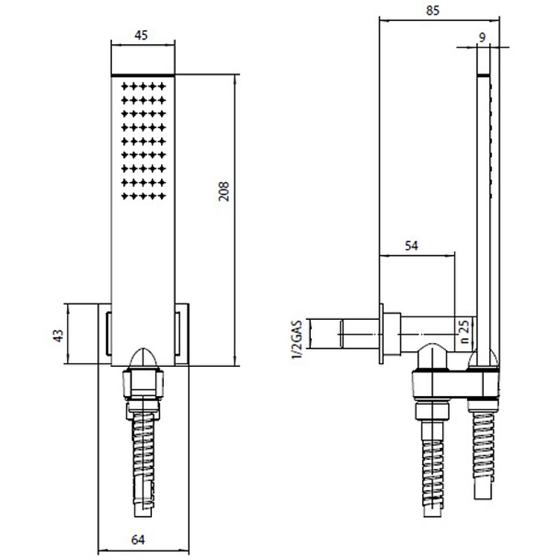 Душевой гарнитур Bossini Flat One C13011C.073 черный матовый