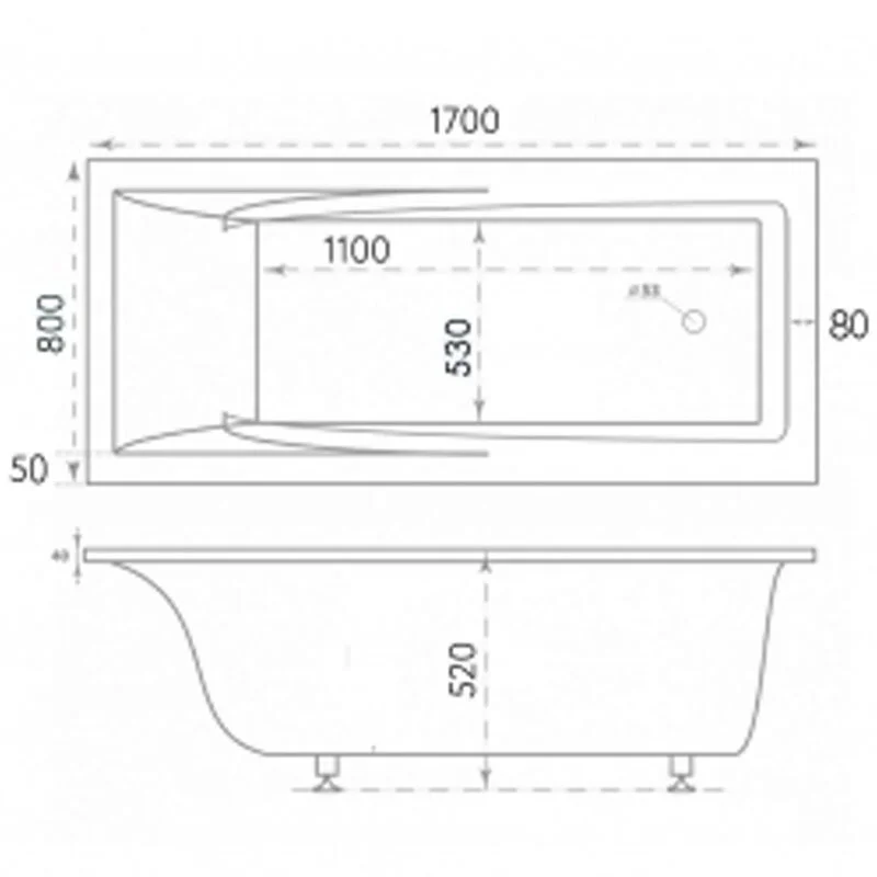 Ванна из искуственного камня Marmo Bagno София MB-SF170-80 белый