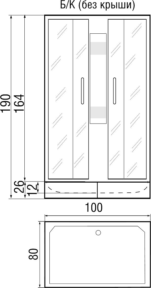 Душевая кабина River Quadro Б/К 100/80/26 MT