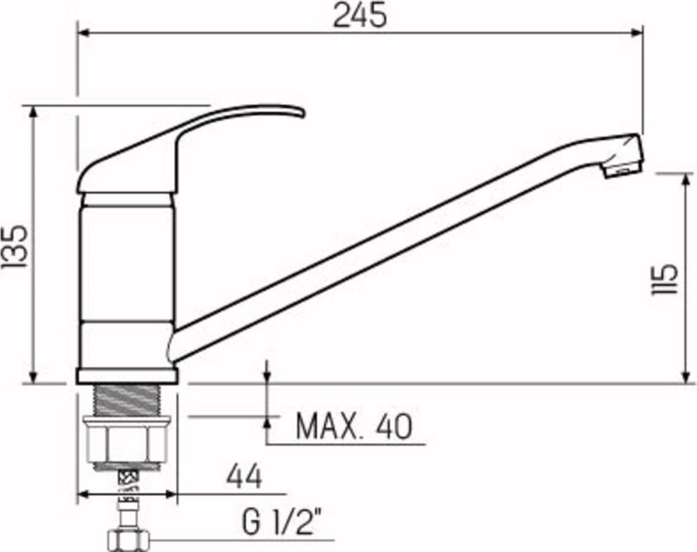 Смеситель для кухни РМС SL128-004F-25, хром