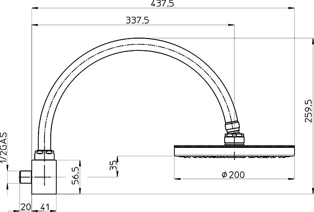 Верхний душ Bossini OKI-ARC 200 H51405 CR