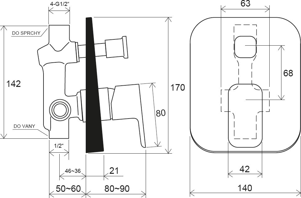 Смеситель для душа Ravak 10° Free -TD F 061.00 X070134, хром