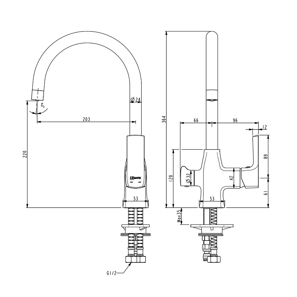 Смеситель для кухни Lemark Ursus LM7261BL черный