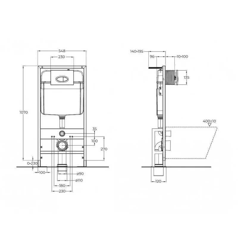 Инсталляция BelBagno для подвесного унитаза, с усиленными креплениями, BB025