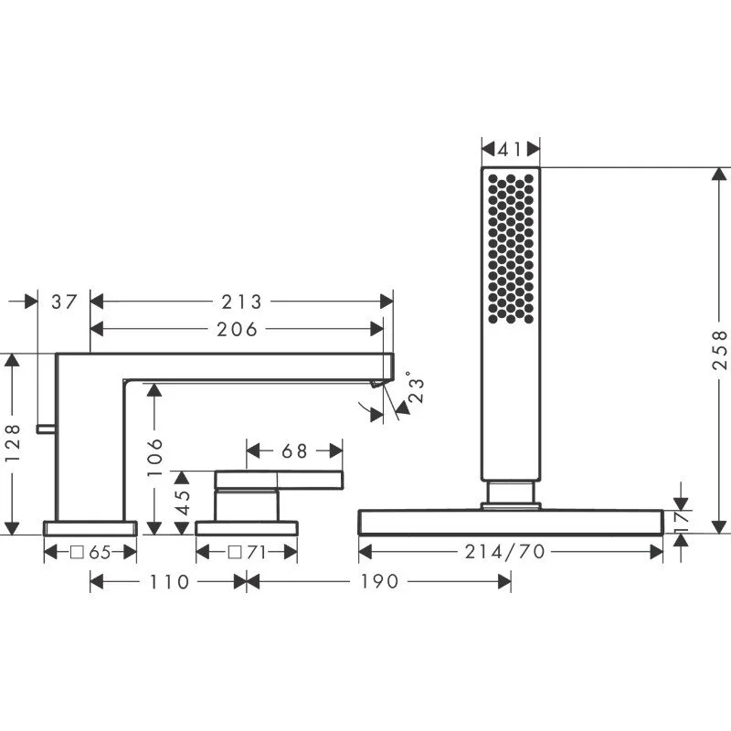 Смеситель для ванны с душем Hansgrohe Tecturis E 73443000 хром