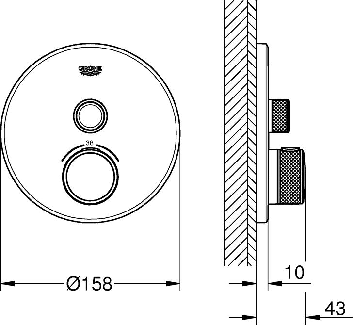 Термостат Grohe Grohtherm SmartControl 29118AL0 тёмный графит, матовый