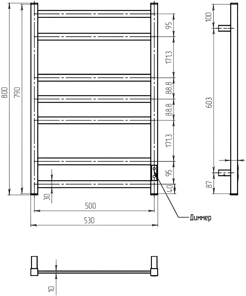 Полотенцесушитель электрический Ewrika Пенелопа V7 80х50 графит