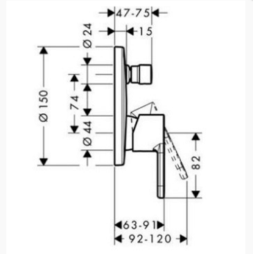 Смеситель для душа Hansgrohe Metropol S 14466000 хром