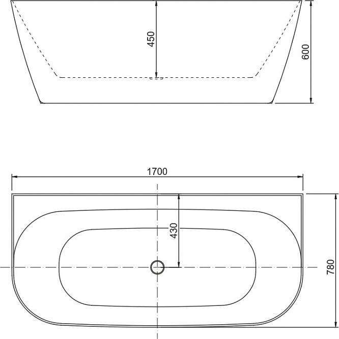 Акриловая ванна Allen Brau Priority 170x78 2.31003.21/BGM, белый матовый/сине-серый