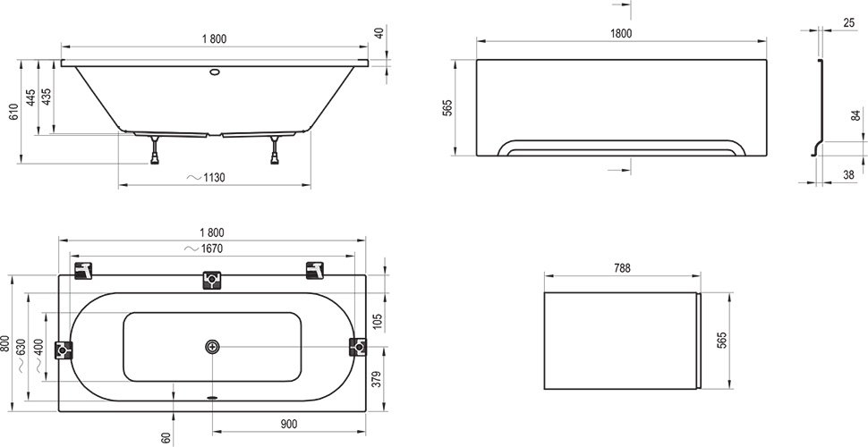 Акриловая ванна Ravak City 180x80 C920000000