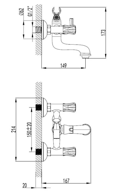 Смеситель для ванны с душем Zenta Фреско Z3203 хром