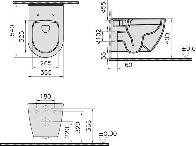 Унитаз подвесной Vitra Mia 7510B003-0075 безободковый, белый