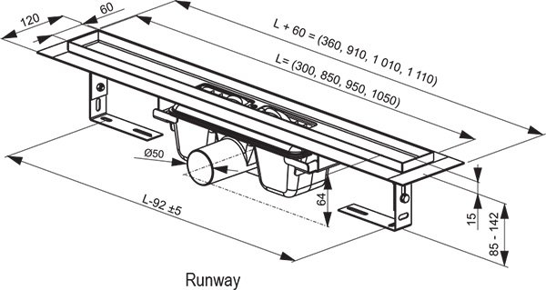 Душевой канал OZ Ravak Runway 1050 X01392