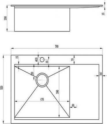 Кухонная мойка Zorg Master X FLOW 78х52х20 ZM X-7852-L