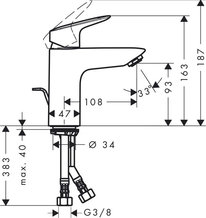 Смеситель для раковины Hansgrohe Logis 71104000, хром