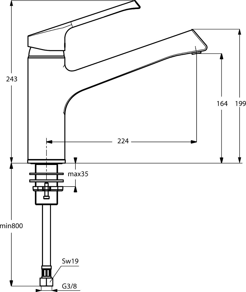 Смеситель Ideal Standard Retta B8981AA для кухонной мойки