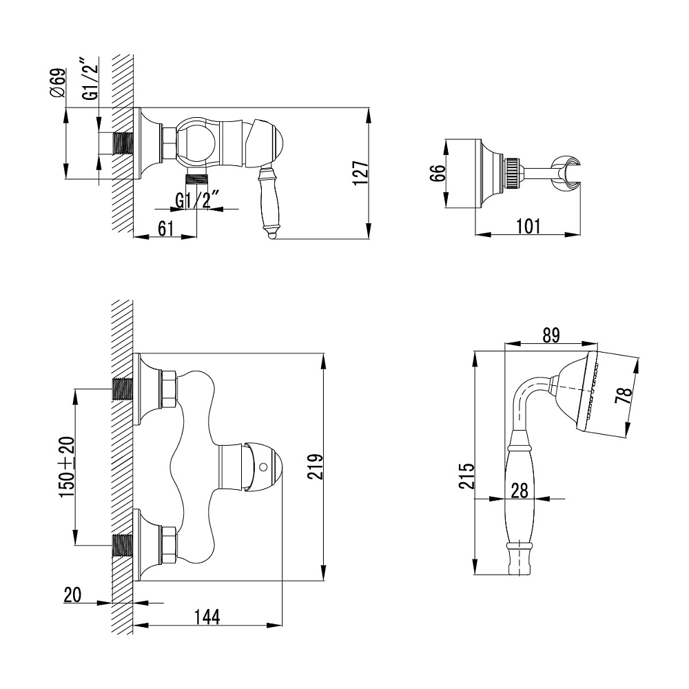 Смеситель для душа Lemark Villa LM4803B бронза