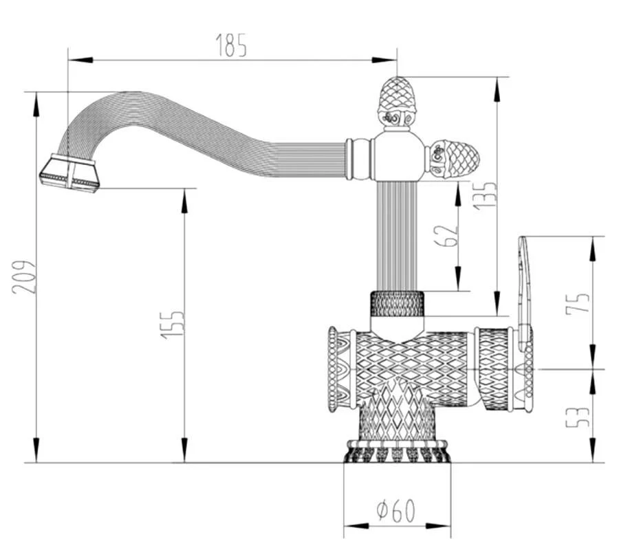 Смеситель для раковины Zorg Antic A 424U-BR желтый