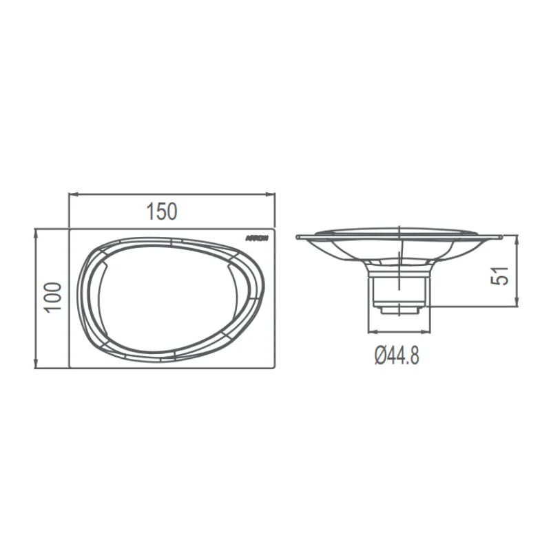 Трап Arrow ADLF06CCP, 10 x 15 см, с решеткой, хром