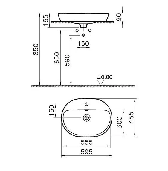 Раковина накладная VitrA Metropole 5943B003-0001 белый