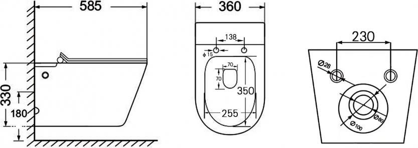 Унитаз подвесной ABBER Bequem AC1106P