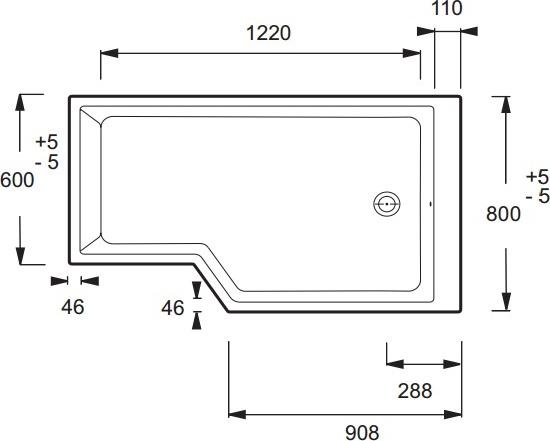 Акриловая ванна Jacob Delafon Bain Douche NEO E6D119R-00