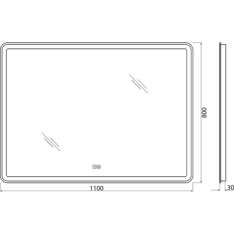 Зеркало BelBagno Marino SPC-MAR-1100-800-LED-TCH-WARM 110 см, с подсветкой, подогревом и сенсорным выключателем