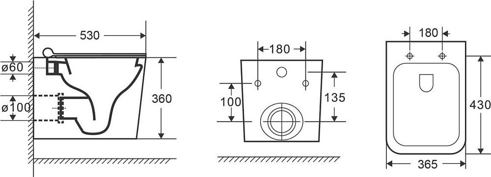 Унитаз подвесной Point Ника PN41081, белый