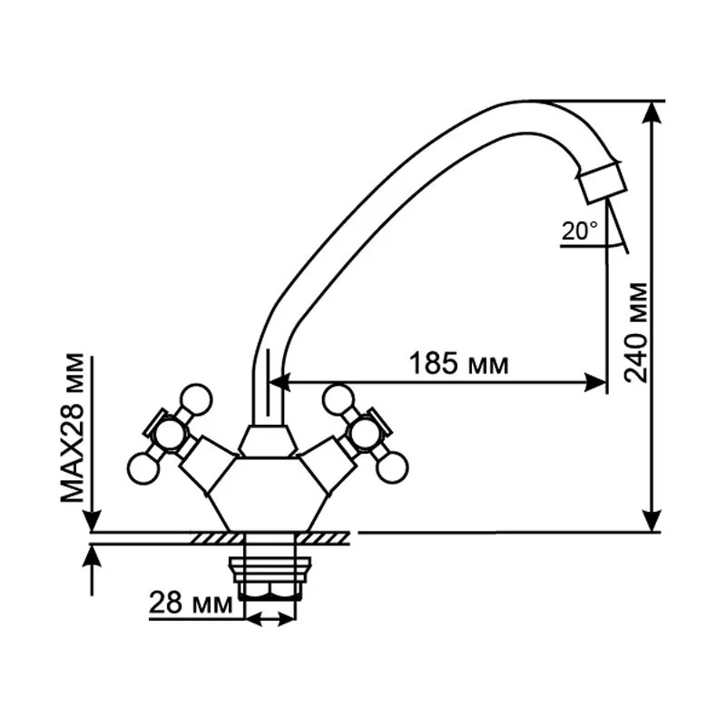 Смеситель для кухни Mixline ML07 ML07-032 хром