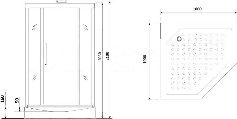 Душевая кабина Niagara Luxe 7717GBK 100х100х210 стекло прозрачное